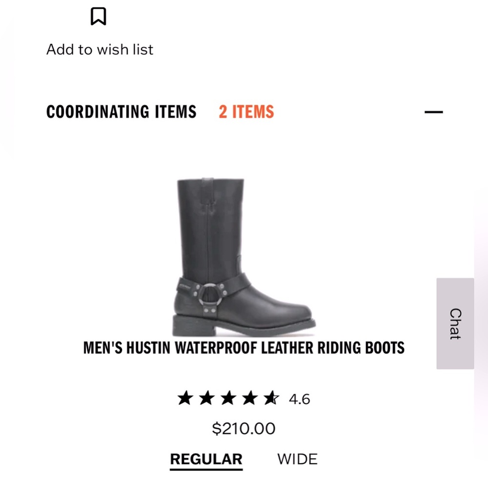 Men’s Hustings waterproof Harley Davidson riding leather boots size 11.5